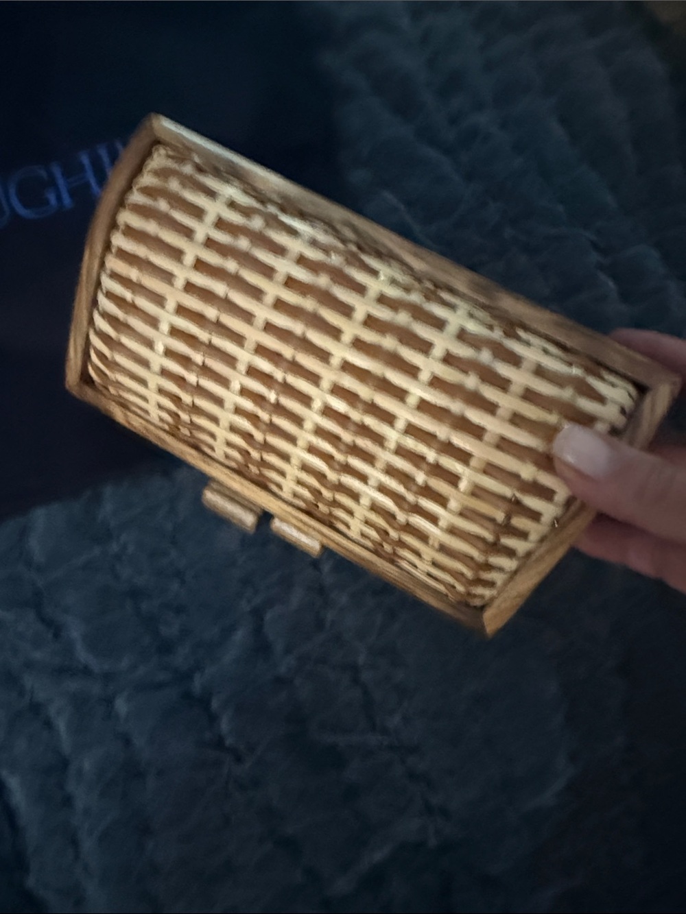 J. McLaughlin Woven Rattan Clutch in Natural Brown and Tan - Picture 6 of 6